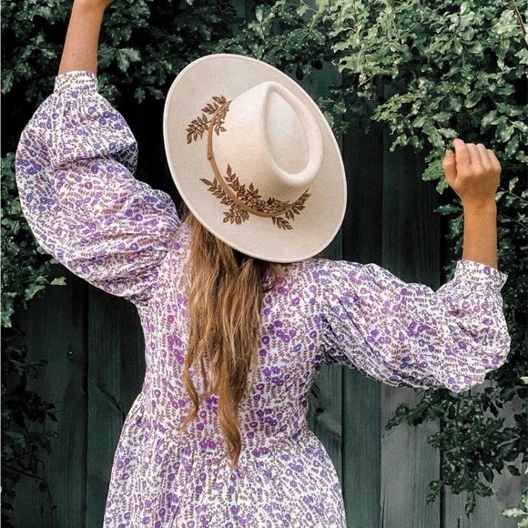 Daughters of India Bonita Dress Medium Lavender Purple Floral Mini Dress Boho - Picture 3 of 5